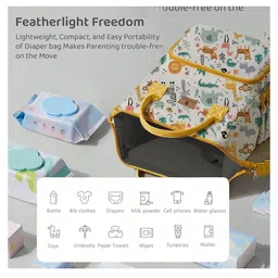 StarAndDaisy Nappy Nest Backpack, Newborn Baby Diaper Bags with Multiple Pockets, Back Opening, 26.5 Liter Enhanced Capacity, Waterproof Pocket, 3 Double Insulated Pockets, Giraffe Print - White - Height 20 Inches image 4