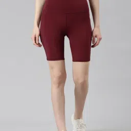 Enamor Maroon High Rise Sports Shorts-picture-16