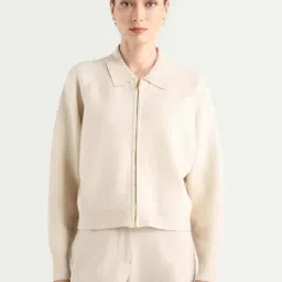 RAREISM Wedzo Off White Viscose Spread Collar Regular Fit Plain Jacket-picture-23