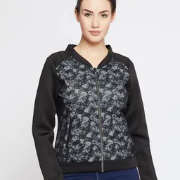 RARE Women Black Printed Bomber-picture-16