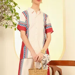 Sangria Printed Shirt With Palazzo Co-Ords image 5