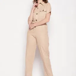 MADAME Beige Cotton Jumpsuit-image-0