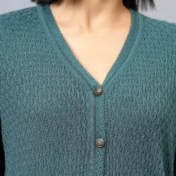 Cantabil Green Jacquard Full Sleeves Sweaters image 5