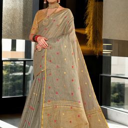 anouk rustic Anouk Woven Design Zari Linen Blend Saree-picture-19