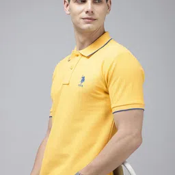 U.S. Polo Assn. Polo Collar Self Design Pure Cotton Slim Fit T-shirt-picture-36