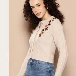 CLAPTON Women Floral Woollen Crop Cardigan image 5