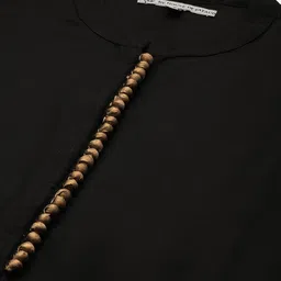 Ode by House of Pataudi Women Black Bandhani Pleated Kurta with Trousers & With Dupatta image 2