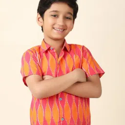Fabindia Kids Pink & Orange Printed Shirt-image-43