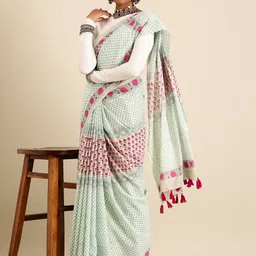 Taavi Pure Cotton Hand Block Print Saree image 5