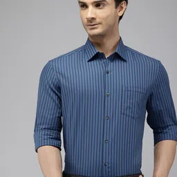 Arrow Manhattan Slim Fit Self Striped Pure Cotton Formal Shirt-image-89