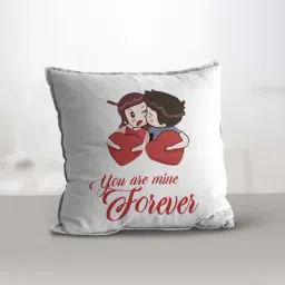 eCraftIndia White Polyester You Are Mine Quote Digital Printed Cushion Cover With Cushion Filler-image-37