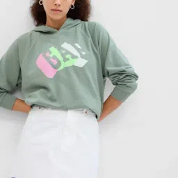 GAP Grey Blended Graphic Long Sleeves Hoodie-picture-46