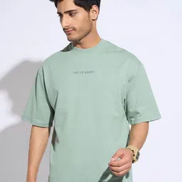 7 Alt by Pantaloons Men Solid Round Neck Cotton Oversized T-shirt-picture-15