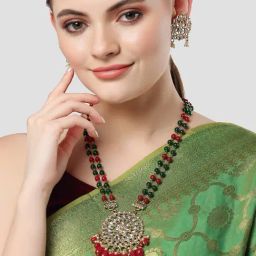 Karatcart Red Necklace & Earring Set for Women-picture-30