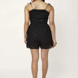 People by Pantaloons Black Cotton Self Pattern Jumpsuit image 2