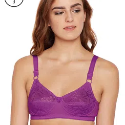 Bodycare Women Pack of 3 Purple Self Design Everyday Bra 5583WINE-picture-43