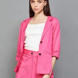Ginger by Lifestyle Pink Cotton Blazer-image-33