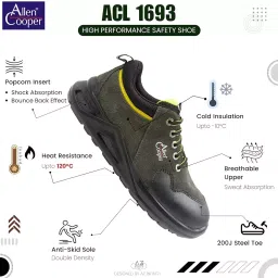Allen Cooper Steel Toe Safety Shoe Low Ankle PU Sole UK 9 Size Olive Green for Industrial Use, ACL 1693 image 4