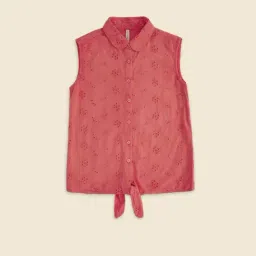 Pantaloons Junior Cloud Pink Cotton Regular Fit Top-picture-21