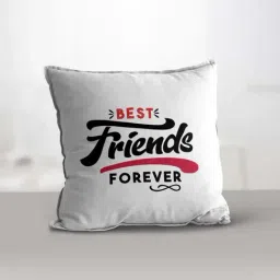 eCraftIndia White Polyester Best Friends Quote Digital Printed Cushion Cover With Cushion Filler-image-53