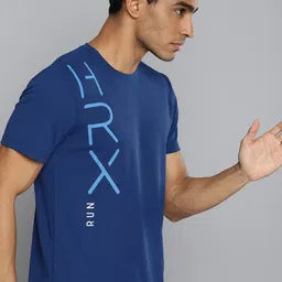 HRX by Hrithik Roshan Men Blue Brand Logo Printed T-shirt-picture-16