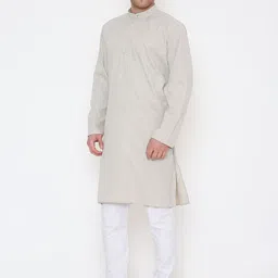 Maharaja Self Design Band Collar Straight Kurta With Pyjamas image 3