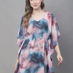 Claura Multicolored Printed Beachwear Kaftan-picture-5