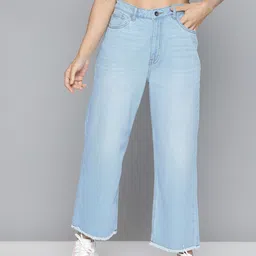 Flying Machine Women Blue Wide Leg High-Rise Light Fade Stretchable Jeans-image-58