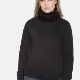 The Roadster Lifestyle Co Women Black Solid Pullover Sweatshirt-picture-32