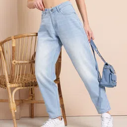 Mast & Harbour Women Mid-Rise Light Fade Slouchy Fit Jeans image 1