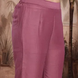 Sangria Foil Printed Angrakha Kurta with Trousers image 2