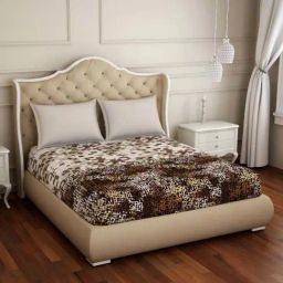 Spaces ATRIUM PLUS ECOM Brown Cotton 210 TC Queen Fitted Bedsheet with 2 Pillow Covers-picture-44