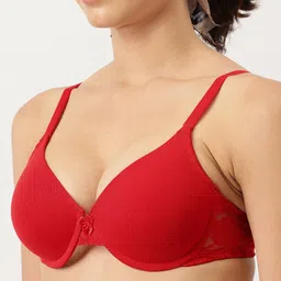 DressBerry Red Self Design Full Coverage Lightly Padded Everyday Bra with All Day Comfort image 4
