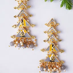 Adwitiya Collection Gold Plated Artificial Stones Studded Classic Drop Earrings-picture-32