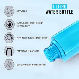 Kuber Industries Pink & Blue Set of 6 Plastic Solid Water Bottle image 2