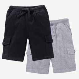 Kiddopanti Solid Shorts Pack Of 2 - Black And Grey-picture-23