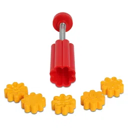 DS Flower Shape Peda Sweet Fast Stamping Mithai Cutter Plastic - Yellow-picture-12