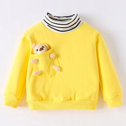Kookie Kids Full Sleeves Sweatshirt with Teddy Bear Applique - Yellow-picture-37