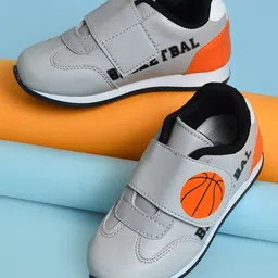 Mi Arcus Velcro Closure Basketball Printed Shoes - Grey & Orange-image-18