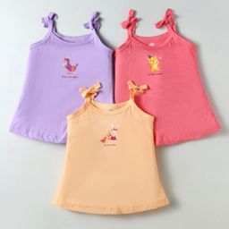 Zero Sinker Knit Singlet Sleeves Animal Printed Slips Pack Of 3 - Lilac Dark Pink & Orange-picture-2