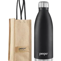 PEXPO Electro Hot & Cold ISI Certified with Jute Bag | Stainless Steel Water Bottle - 1500 ml Knight Black | Thermoflask | Office Bottle | Workout | Travelling | Home-picture-12
