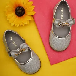 boyz n galz Shimmered Bow Applique Detailed Mary Janes Ballerinas - Silver-picture-12