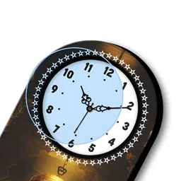 OLIVE TREE Gold-Toned & Red Wooden Analogue Wall Clock image 5