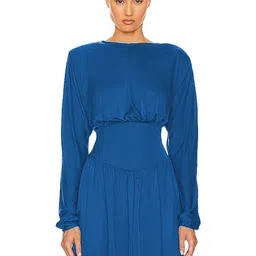LULU & SKY Women Midriff Yoke Detail Boat Neck Fit & Flare Dress-picture-40