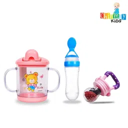 Chinmay Kids Straw Feeding Sipper Anti Spill for Kids Fruit Feeder And Soother - Made of Food-Grade Material, 100% free of BPA  (Pink-Blue-Pink) image 2