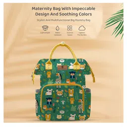 StarAndDaisy Nappy Nest Backpack, Newborn Baby Diaper Bags with Multiple Pockets, Back Opening, 26.5 Liter Enhanced Capacity, Waterproof Pocket, 3 Double Insulated Pockets,Jungle Print - White Height 20 Inches image 2