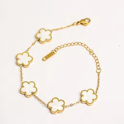 ARTKLIM Gold-Plated Stainless Steel Clover Charms Bracelet image 2