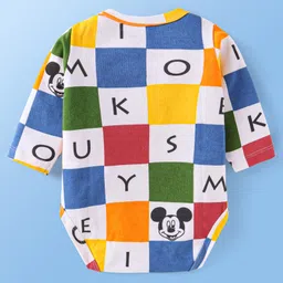 Babyoye Disney Interlock Knit Full Sleeves Onesie & Diaper Legging With Mickey Mouse Graphics & Cap - White & Red image 3