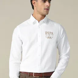 U.S. Polo Assn. Men Tailored Fit Brand Logo Printed Spread Collar Pure Cotton Casual Shirt-picture-53
