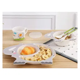 AKN TOYS Elephant Design Eco Friendly Bamboo Fiber Dinner Set for Weaning (Color & Design May Vary)) image 5